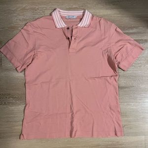 GREAT CONDITION - only worn a few times, Salmon color polo with striped collar